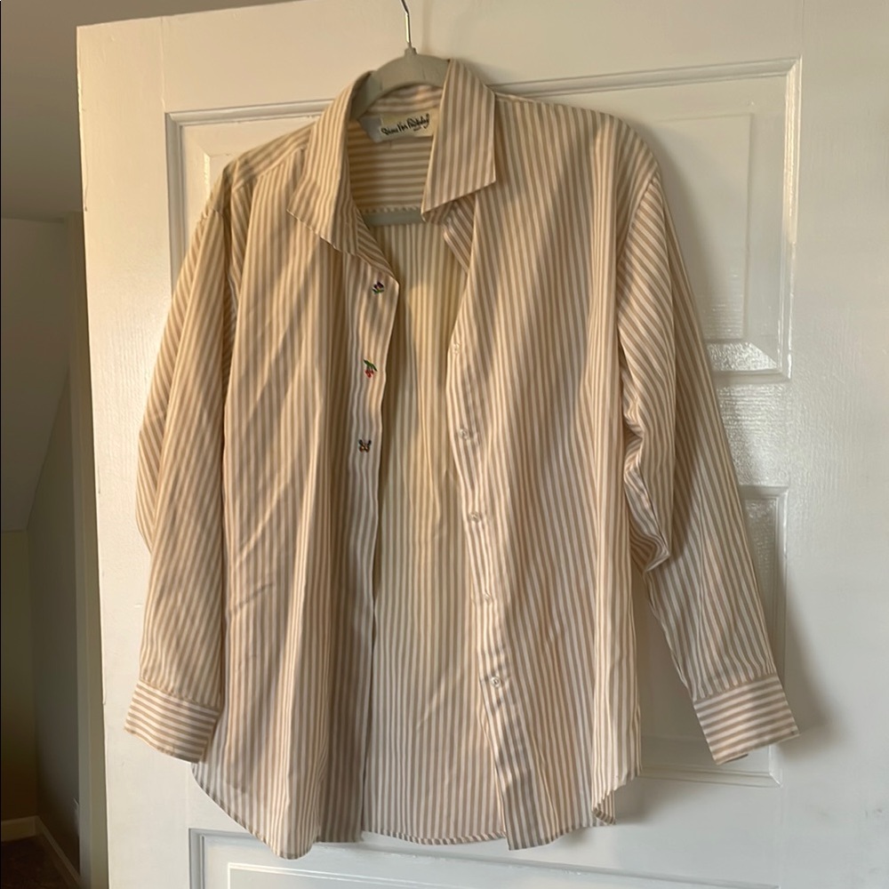 Vintage Beige Striped Shirt